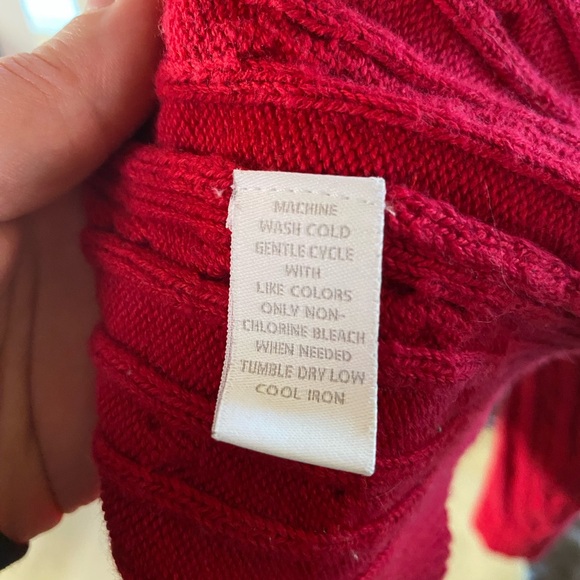 Charter Club Red Cowl Neck Sweater with Textured Knit - Picture 3 of 4